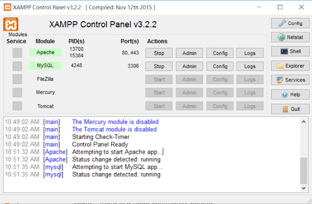 Start xampp control panel and run apache, mysql