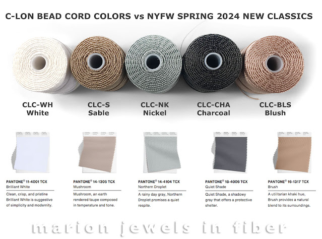 C-Lon Bead Cord Colors versus the Pantone NYFW Spring 2024 Color Trends