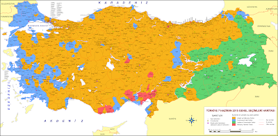Türkiye 7 Haziran 2015 Genel Seçimleri haritası 