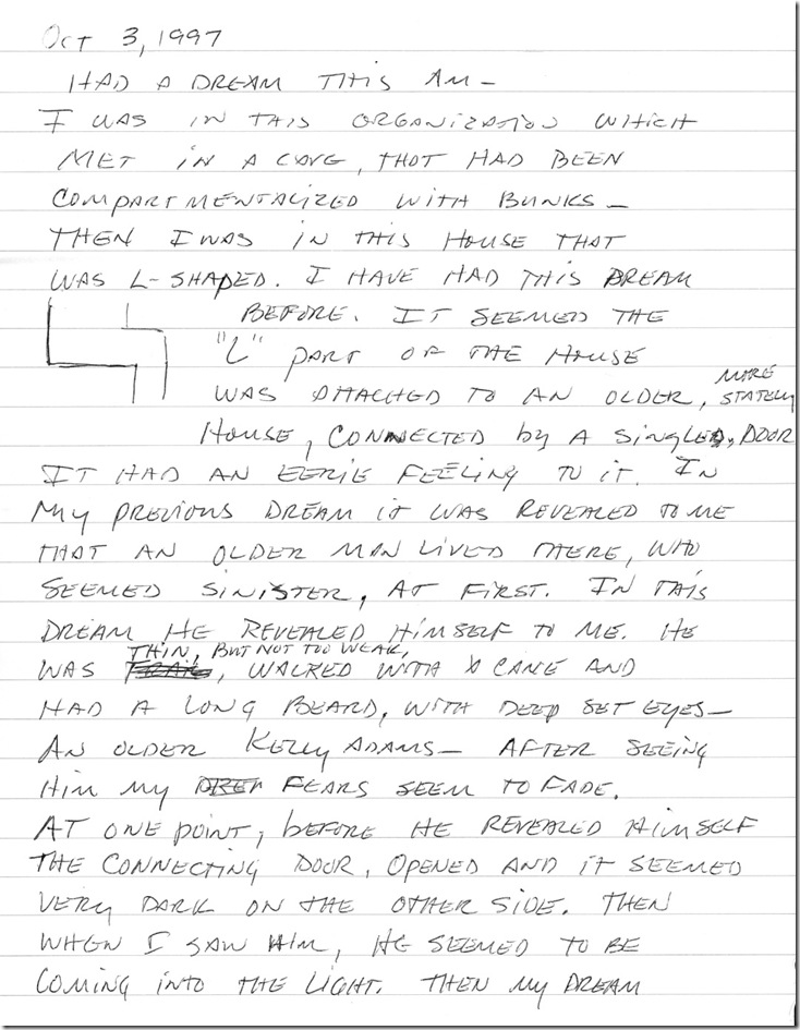 Dream jounral entry 10-3-1997