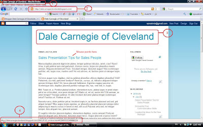 Screenshot Dale Carnegie sample blog revealing the blog structure.