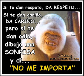 Si te dan respeto, DA RESPETO... Si te dan cariño, DA CARIÑO... pero si te dan odio, dibuja una SONRISA y di... "NO ME IMPORTA"