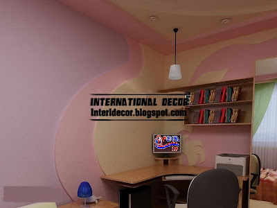 modern gypsum board wall decorative interior design for girls room