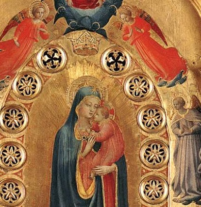 Imagen: Virgen de la Estrella, detalle Virgen y niño. Fra Angelico.