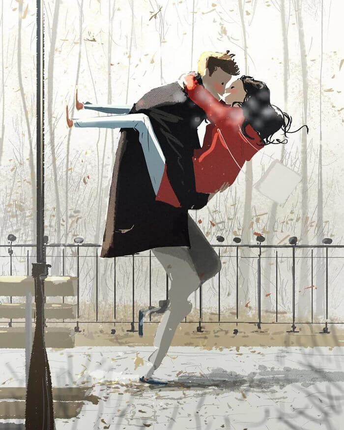 Man Creates Heartwarming Illustrations Of The Everyday Life With His Wife - Whisking her off her feet