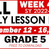 GRADE 5 DAILY LESSON LOG (Quarter 1: WEEK 4) SEPT. 12-16, 2022 Free Download