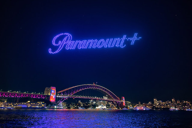 Drones spelling out Paramount+ in Australia