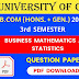 CU B.COM (Honours & General) Third Semester Business Mathematics and Statistics Question Paper 2022 | B.COM (Honours & General) Business Mathematics and Statistics 3rd Semester Calcutta University Question Paper 2022