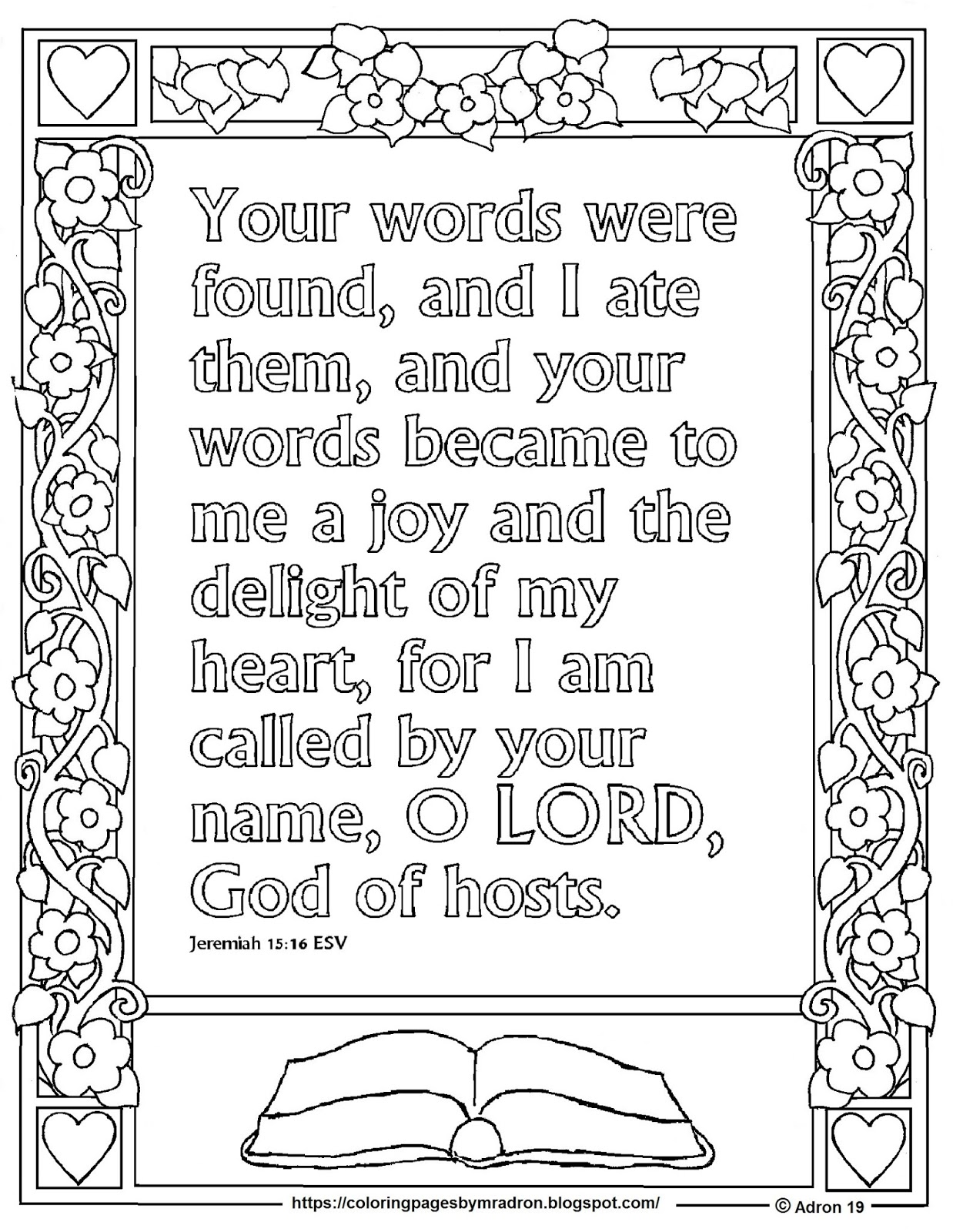 Coloring Pages For Kids By Mr Adron Free Jeremiah 15 16 Print And Color Page Your Words Were Found And I Ate Them Bible Verse