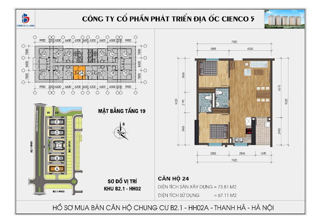 Mặt bằng căn hộ 24 tầng 19 chung cư b21 hh02a thanh hà mường thanh cienco 5 land