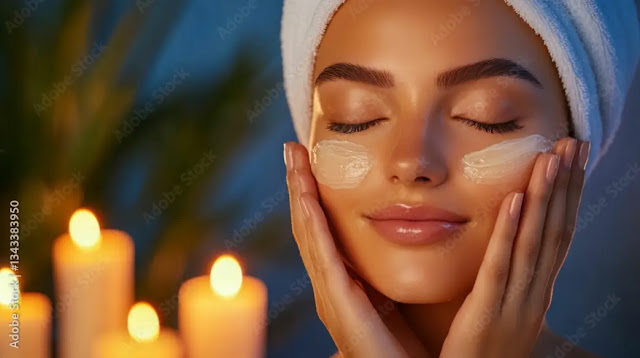 Woman applying night cream as part of her skin cycling routine