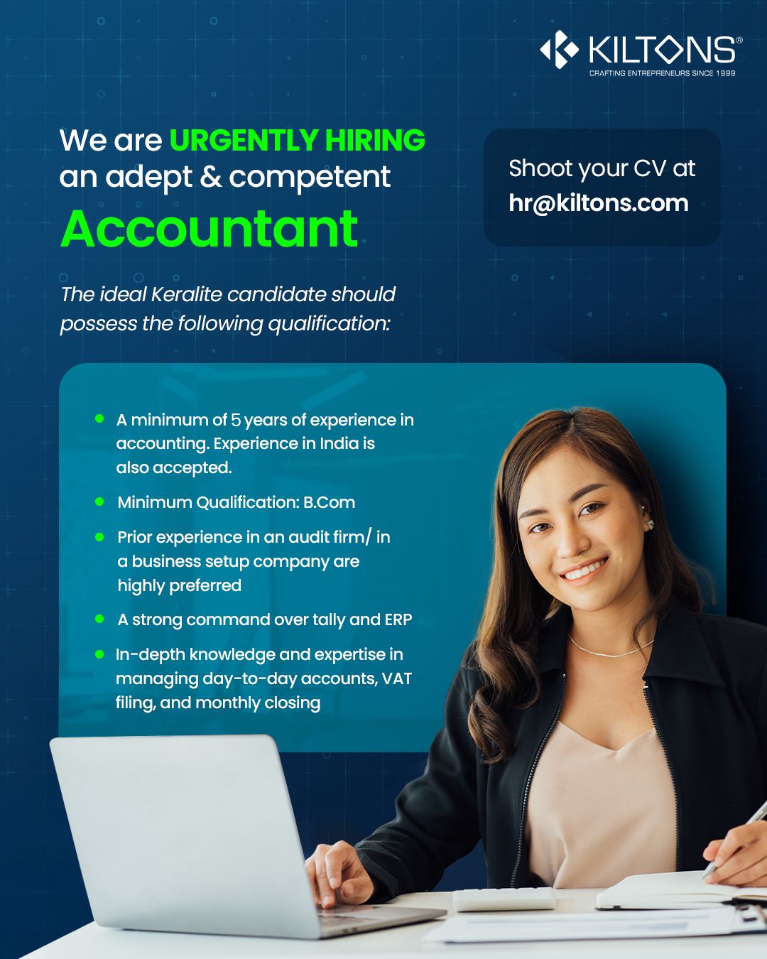 Hiring: Accountant | KILTONS Business Setup Services LLC | Latest Jobs in Dubai 2025