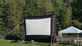 the big screen gets set up