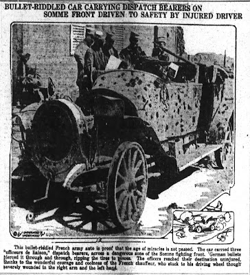 WWI - Bullet-riddled car survives drive throught Somme Front
