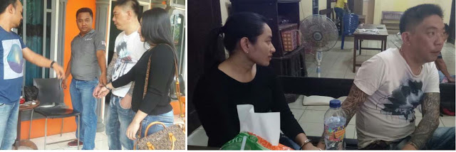 Afin  Lehu dan istri yang ditangkap polisi di hotel. Meski bersetatus sebagai narapidana Afin bebas berkeliaran.