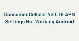 Consumer Cellular 4G LTE APN Settings Not Working Android