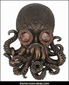 Steampunk Octopus Wall Plaque Sculpture Steampunk decorating ideas - Victorian Vintage antiques - steam punk Industrial style decorating ideas  - steampunk gears decor - Steampunk clothes - Steampunk Costumes -  Jules Verne  - Steampunk home decor - Steampunk lighting - Steampunk wall art - Victorian punk rock style creates the steampunk theme - Steampunk bedding