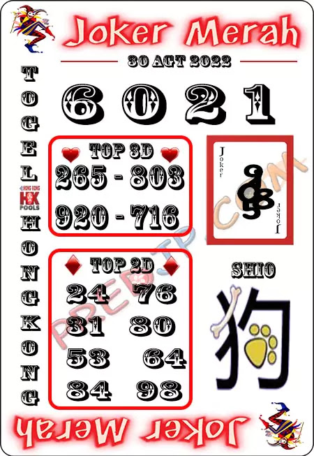 Prediksi Joker Merah HK Selasa 30 Agustus 2022