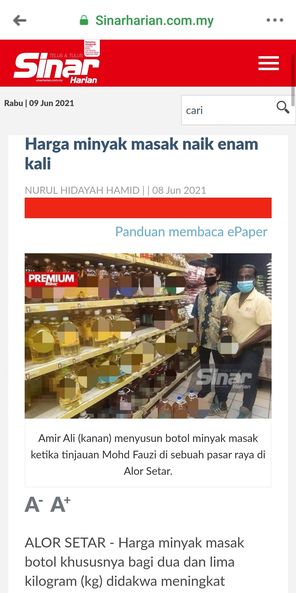 Harga Minyak Masak Naik 6 kali