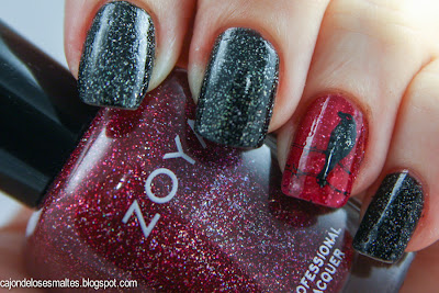 Halloween nail art  - Stamping raven Zoya Moyou