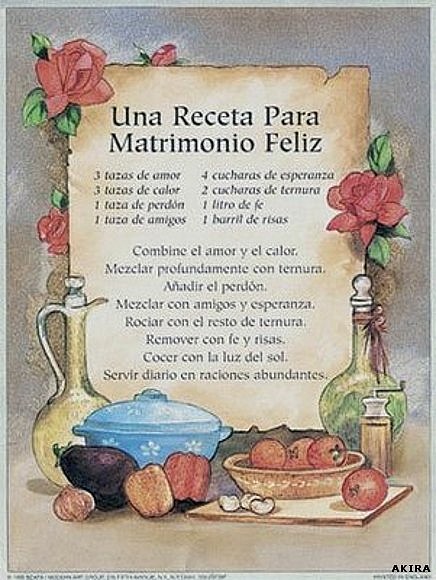 MARI CARMEN Gª FRANCONETTI: RECETA PARA UN MATRIMONIO FELIZ