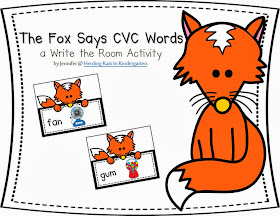 http://www.teacherspayteachers.com/Product/The-Fox-Says-CVC-Words-A-Read-Write-the-Room-Activity-1102826