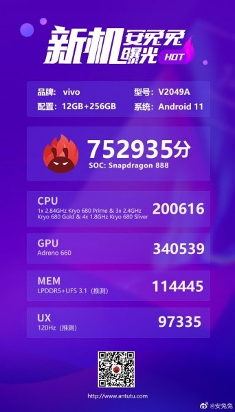 The upcoming flagship iQOO 7 is faster than Xiaomi Mi 11 in the AnTuTu benchmark