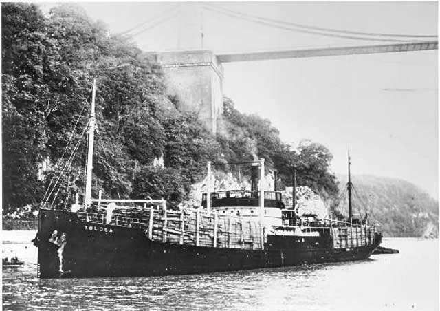 SS Tolosa, sunk on 9 February 1942, worldwartwo.filminspector.com