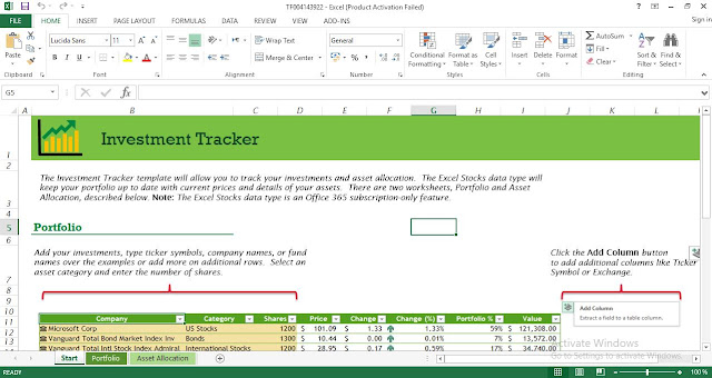 Investment tracker excel template