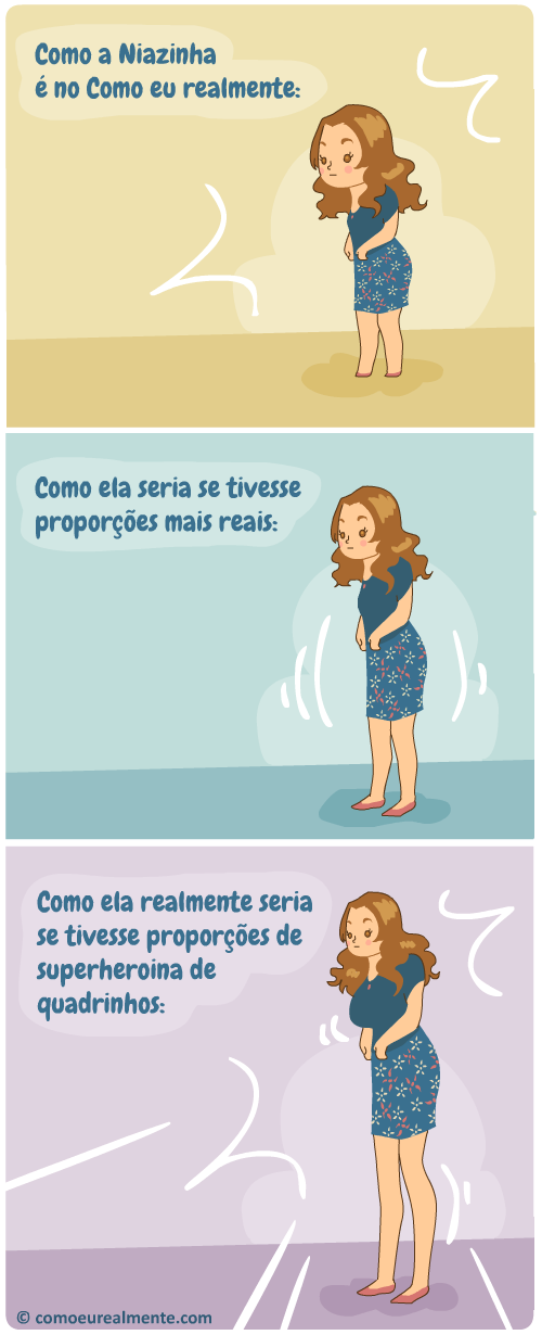 como eu realmente seria se tivesse as proporções de uma heroina de história em quadrinhos