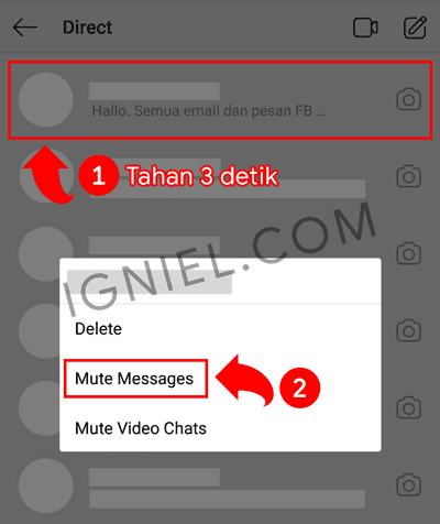 Cara Mute DM Instagram