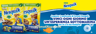 Logo Concorso Nesquik e Carrefour e vinci ingressi agli Acquari e un viaggio a Valencia 