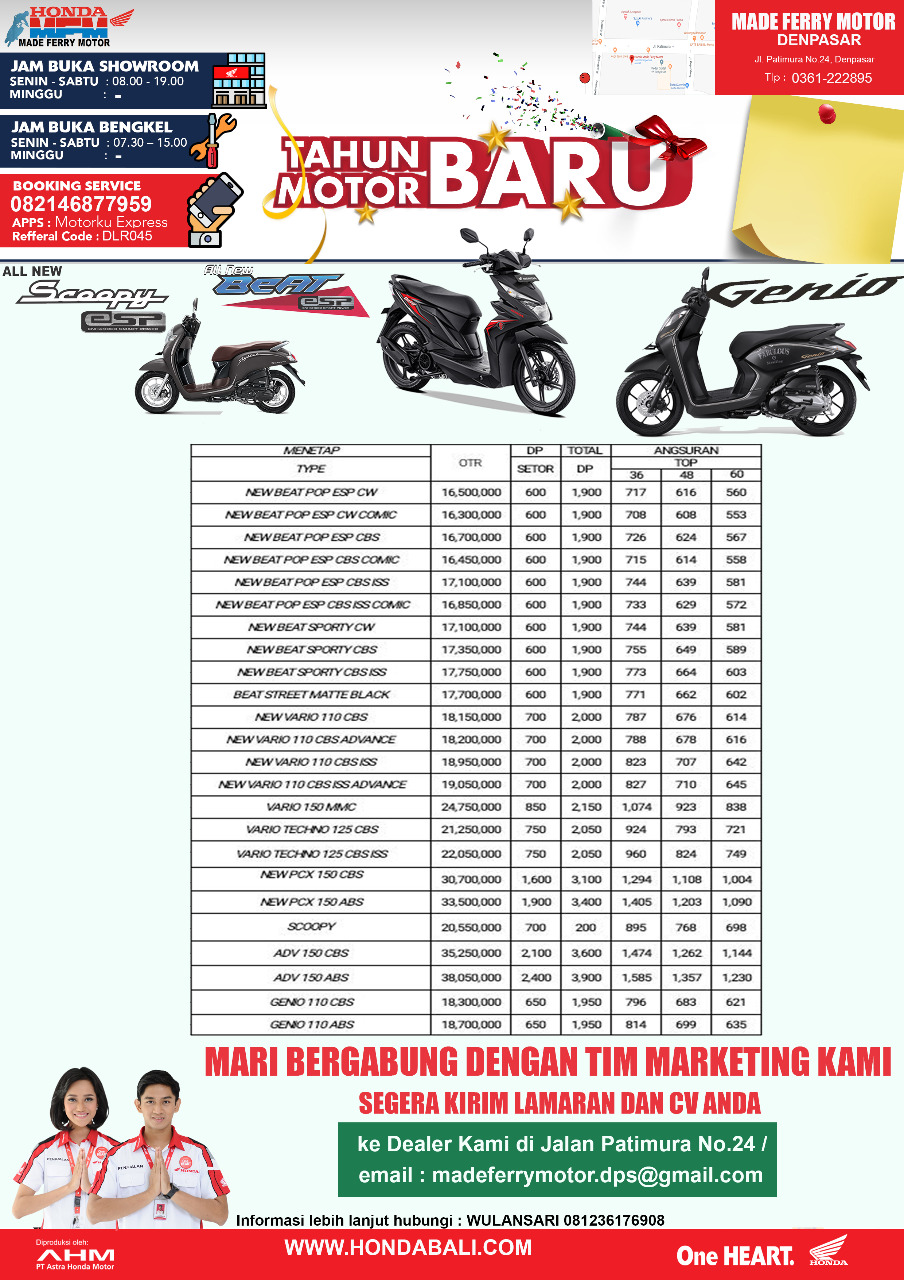 Promo Honda Bali 2020 Terbaru - Daftar Subsidi dan Cashback Motor Honda