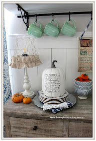 Fall Breakfast Nook Decor-Farmhouse-Cottage-Recipe-Pumpkin Pie-Pioneer Woman-Timeless Beauty-Jadeite-From My Front Porch To Yours