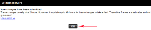 Change Nameservers at GoDaddy-Click OK