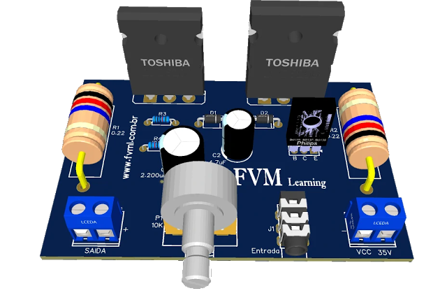 Simple 3 Transistors Power Amplifier push a 600W RMS Subwoofer + PCB