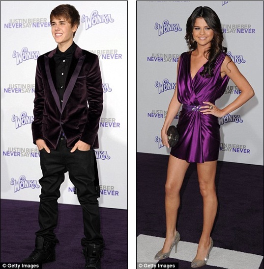 Matching colours: Justin Bieber and girlfriend Selena Gomez colour 