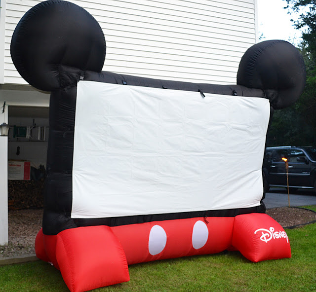 jumbo movie screen, outdoor movie night, summer night fun, disney movie screen