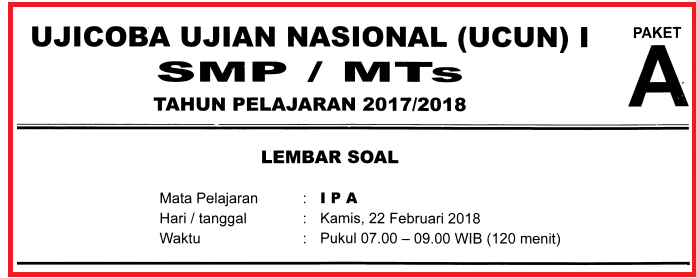  Soal  UCUN IPA DKI Jakarta Tahun 2019
