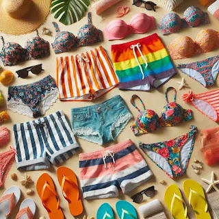 Prepare for your next getaway with a stylish selection of vibrant bikinis and shorts, perfect for lounging on the beach or diving into adventure!
