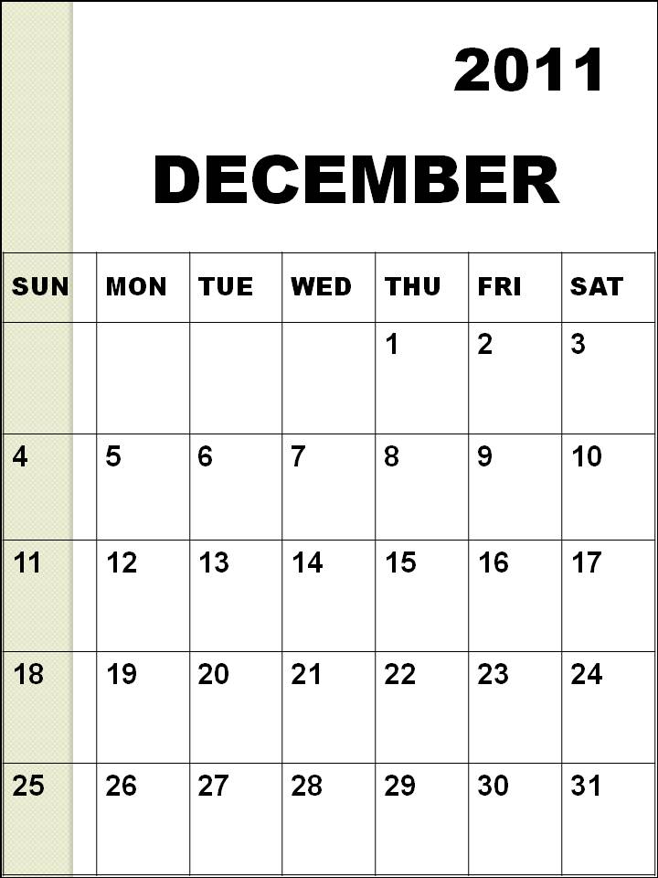 calendar december 2011. Blank Calendar December 2011