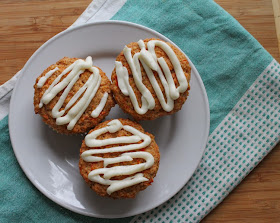 Food Lust People Love: hese delicious carrot muffins have all the flavor of tender carrot cake but are made with the two-bowl method traditional for muffins and are topped with generous lashing of sweetened cream cheese.