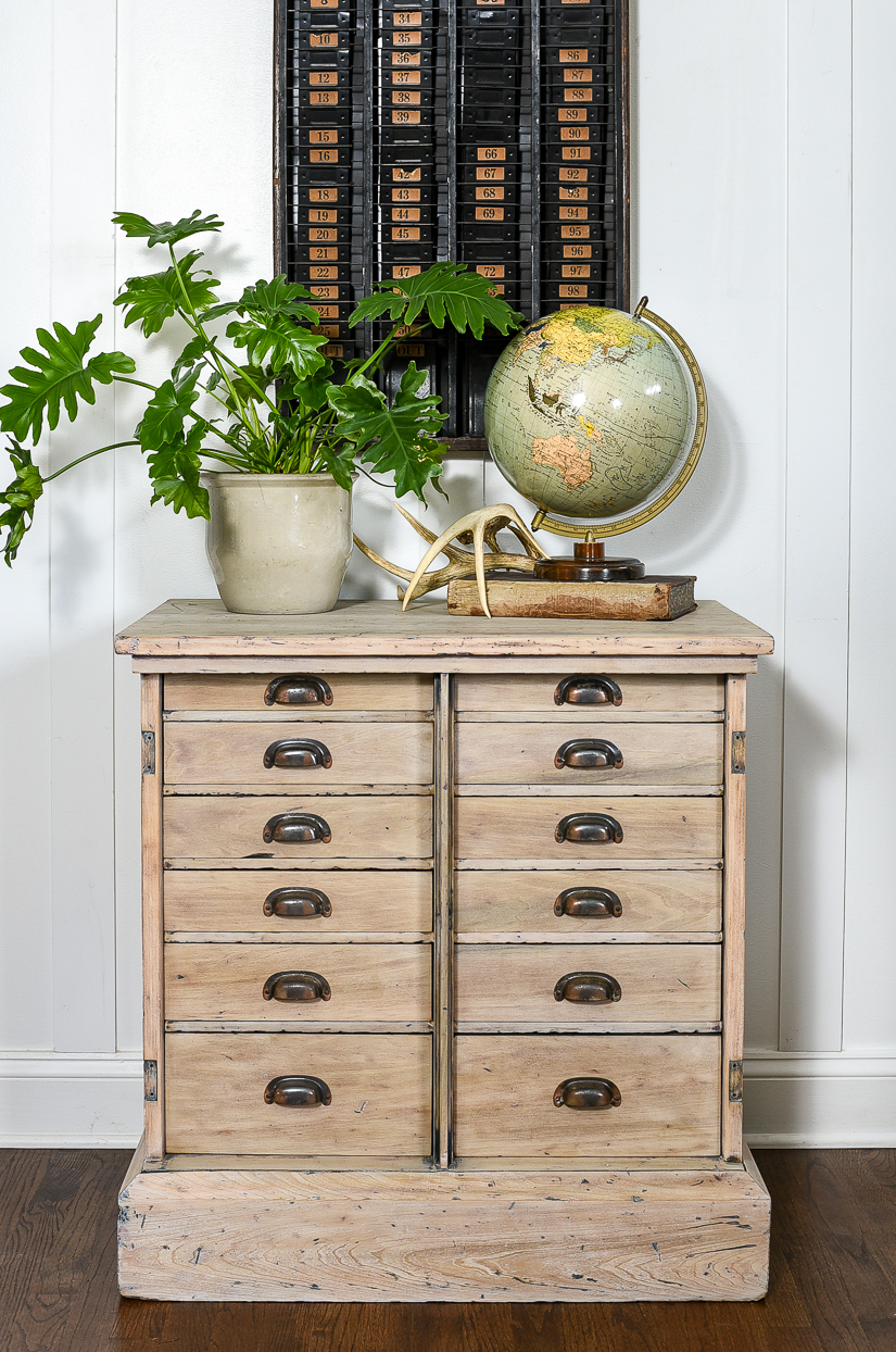 raw wood look, antique multi-drawer storage cabinet