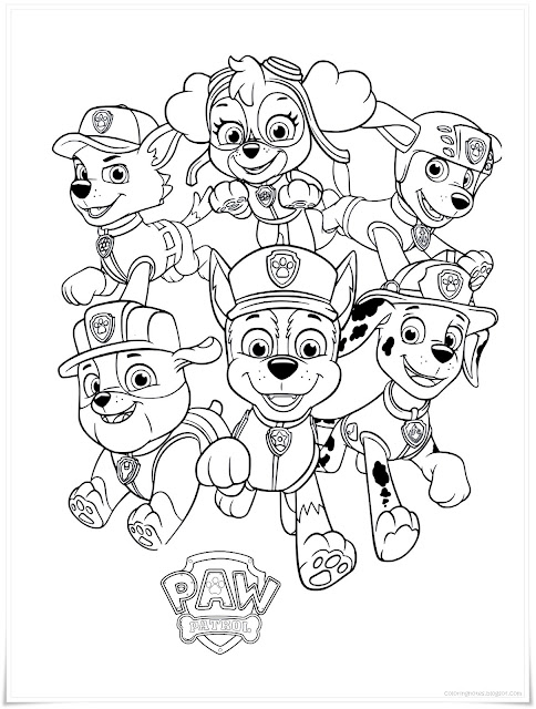 Paw Patrol coloring pages, Paw Patrol, coloring sheets, printable, for kids, Chase, Skye, Rubble, Mighty Pups, coloring, pages
