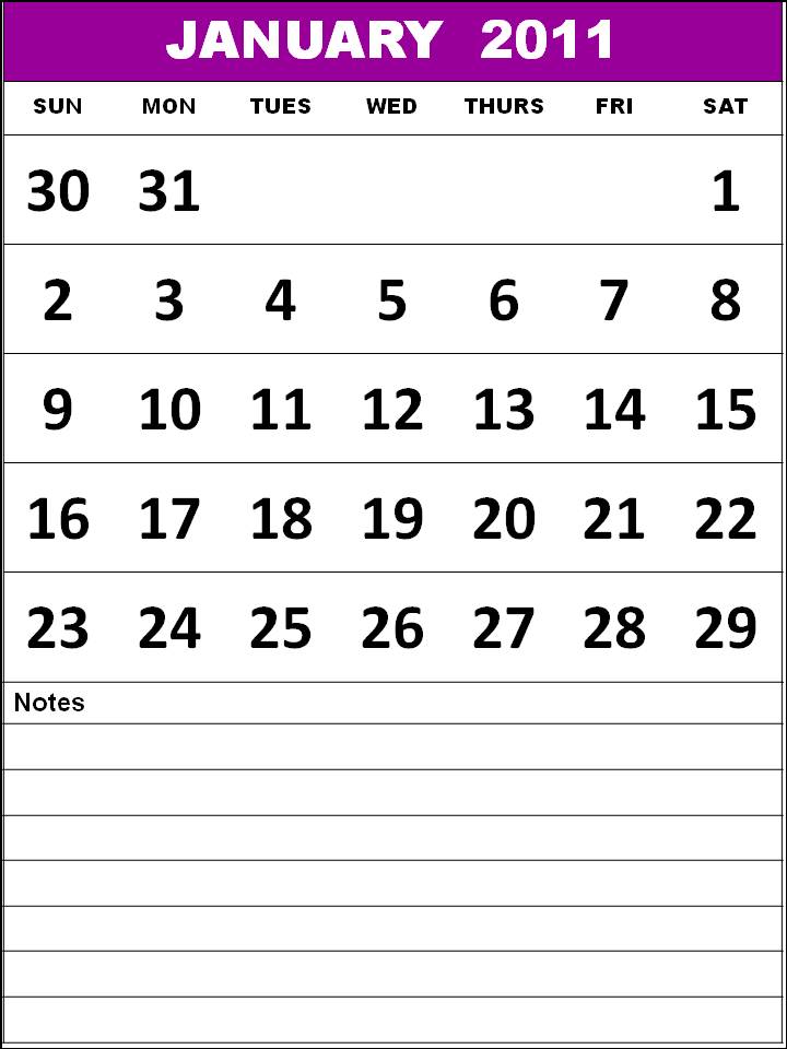 January 2011 Calendar Jpg. Printable January 2011