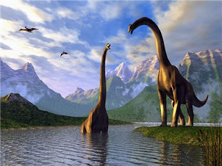 гигантские динозавры на водопои