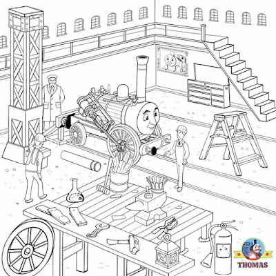 Cool free Thomas tank the train coloring steam engine workshop yard pictures to color activity pages