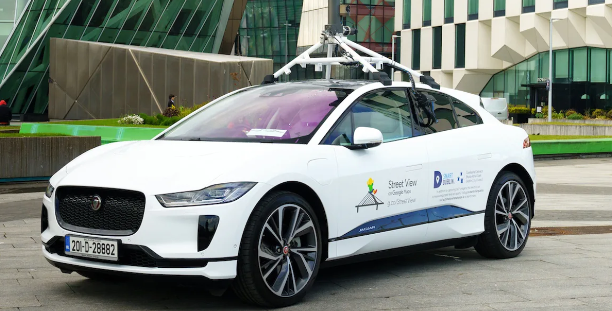 The first all-electric google streetview car in Dublin made its debut at Google today.