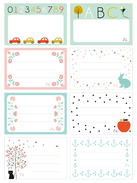 Ioanna's Notebook - 6 free printable school label sets