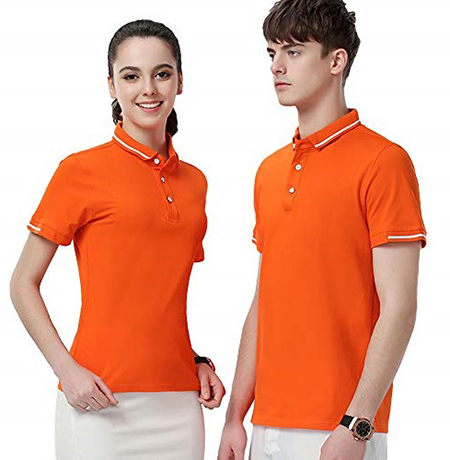Áo đồng phục cổ trụ nam nữ màu cam